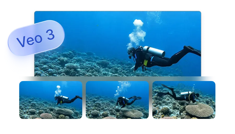 Google Veo 3 generating fast crisp AI b-roll footage inside Visla